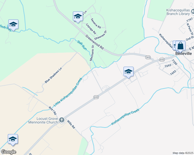 map of restaurants, bars, coffee shops, grocery stores, and more near 72 Mechanic Street in Belleville