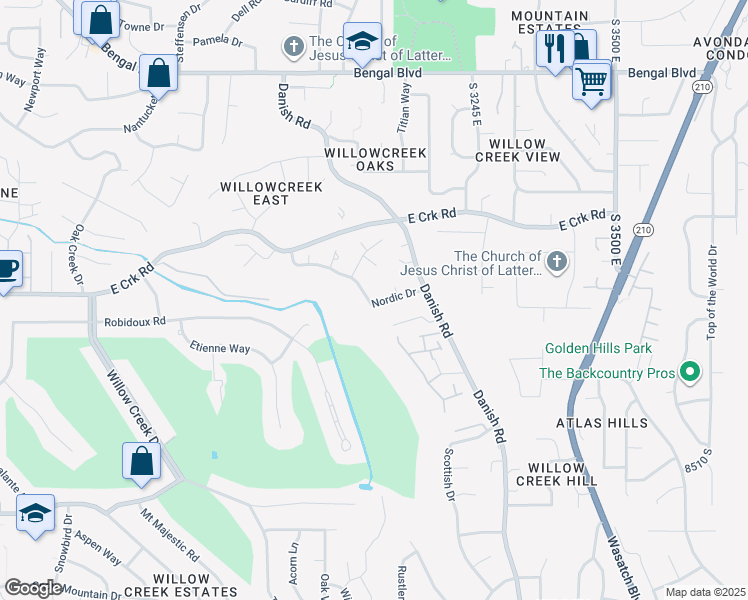map of restaurants, bars, coffee shops, grocery stores, and more near 3075 Nordic Drive in Cottonwood Heights