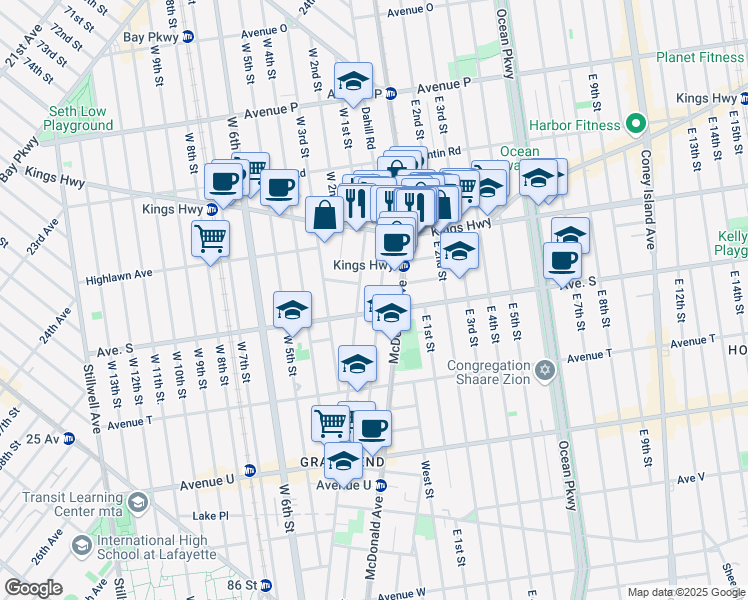 map of restaurants, bars, coffee shops, grocery stores, and more near 101 Van Sicklen Street in Brooklyn