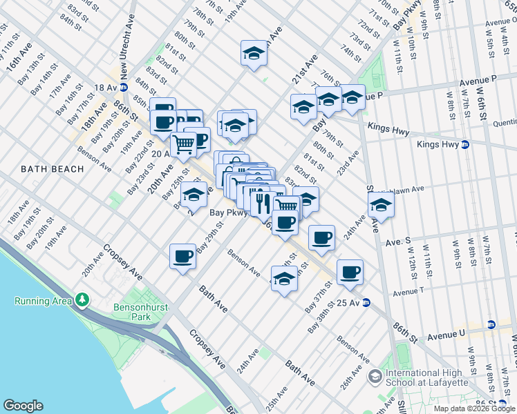 map of restaurants, bars, coffee shops, grocery stores, and more near in Brooklyn