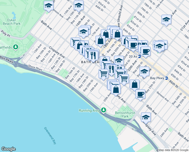 map of restaurants, bars, coffee shops, grocery stores, and more near in Brooklyn