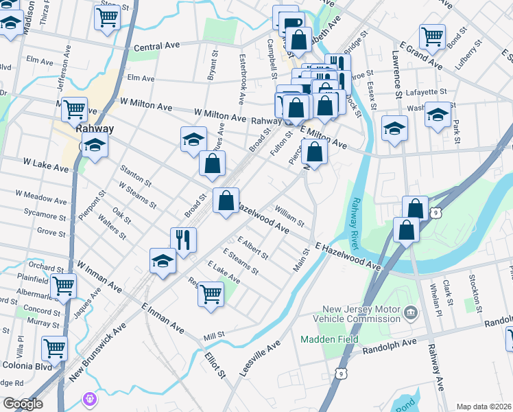 map of restaurants, bars, coffee shops, grocery stores, and more near 1088 New Brunswick Avenue in Rahway