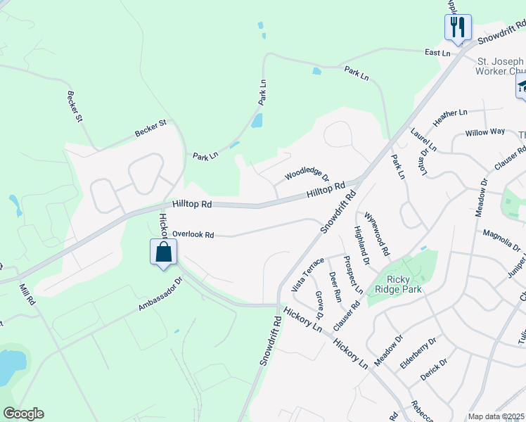 map of restaurants, bars, coffee shops, grocery stores, and more near 6214 Hilltop Road in Lehigh County