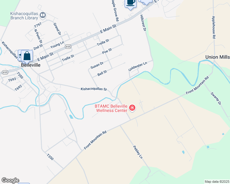 map of restaurants, bars, coffee shops, grocery stores, and more near in Belleville