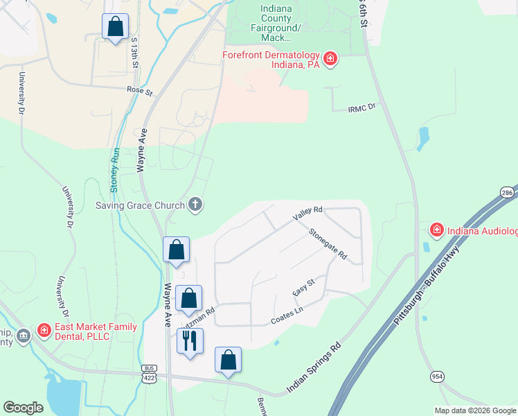 map of restaurants, bars, coffee shops, grocery stores, and more near 81 Morningside Drive in Indiana
