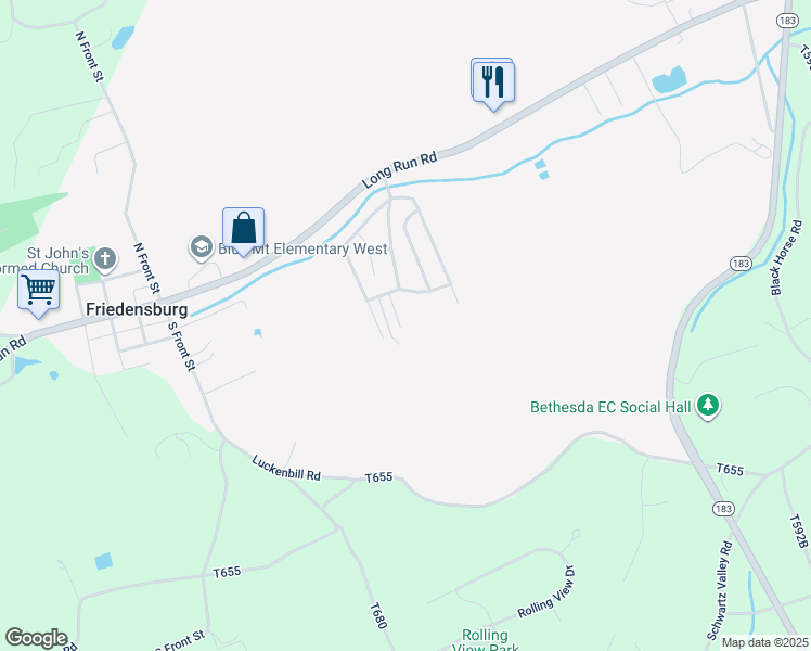 map of restaurants, bars, coffee shops, grocery stores, and more near 410 Frieden Manor in Schuylkill Haven
