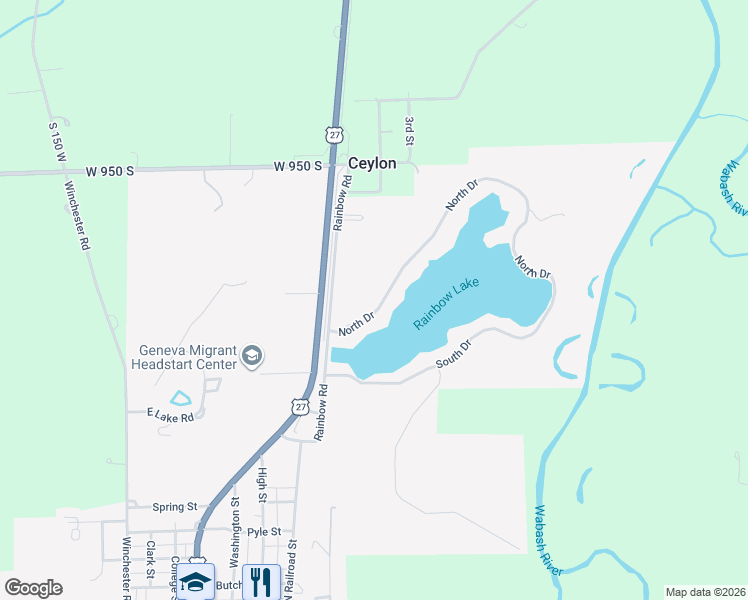 map of restaurants, bars, coffee shops, grocery stores, and more near 111 North Drive in Geneva