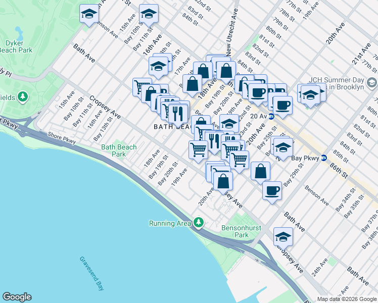 map of restaurants, bars, coffee shops, grocery stores, and more near in Brooklyn