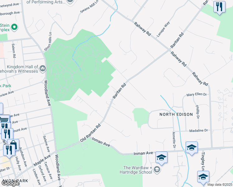 map of restaurants, bars, coffee shops, grocery stores, and more near 830 Raritan Road in Scotch Plains