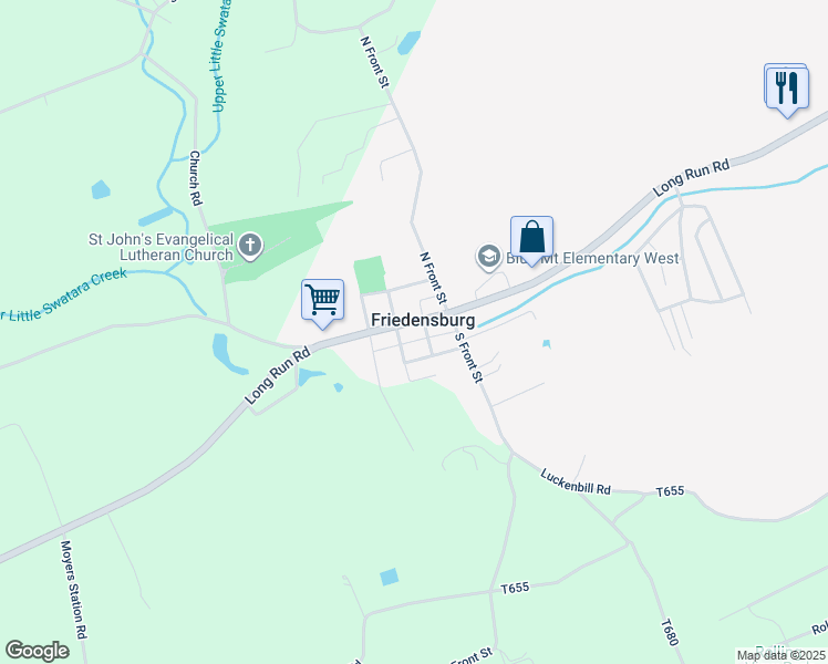 map of restaurants, bars, coffee shops, grocery stores, and more near Long Run Road in Schuylkill Haven