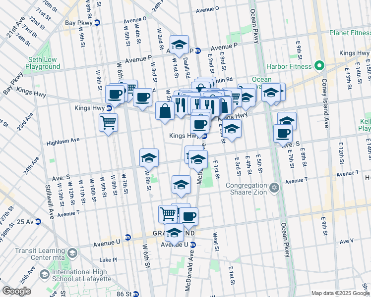 map of restaurants, bars, coffee shops, grocery stores, and more near 81 Van Sicklen Street in Brooklyn