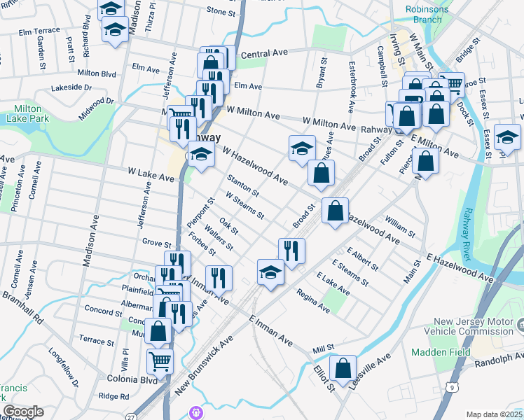 map of restaurants, bars, coffee shops, grocery stores, and more near 860 Jaques Avenue in Rahway