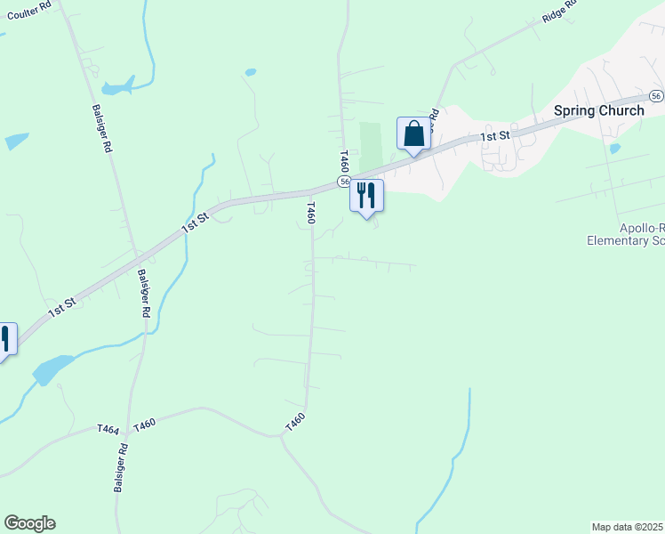 map of restaurants, bars, coffee shops, grocery stores, and more near 1310 G I Road in Apollo