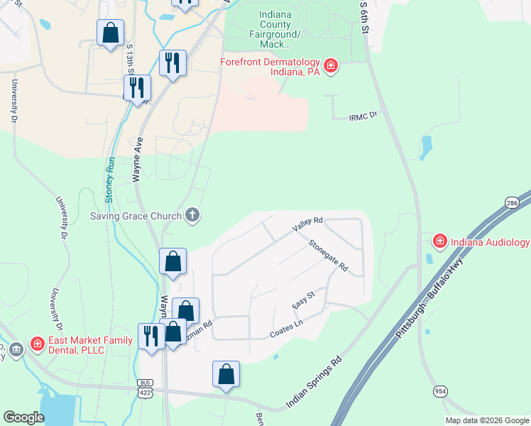 map of restaurants, bars, coffee shops, grocery stores, and more near 81 Morningside Drive in Indiana