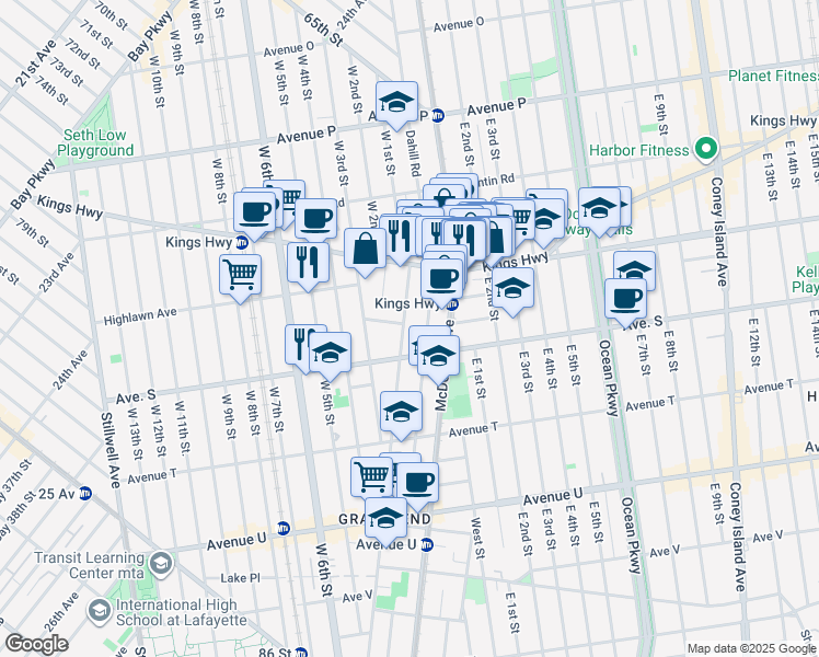 map of restaurants, bars, coffee shops, grocery stores, and more near 101 Van Sicklen Street in Brooklyn