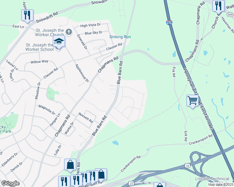 map of restaurants, bars, coffee shops, grocery stores, and more near 1482 Tarpan Lane in Allentown