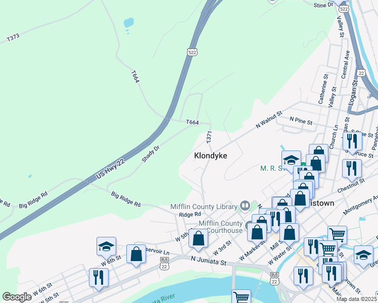 map of restaurants, bars, coffee shops, grocery stores, and more near 39 Snook Avenue in Lewistown