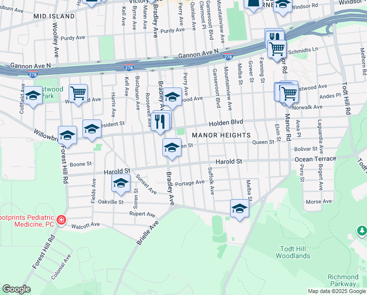 map of restaurants, bars, coffee shops, grocery stores, and more near 139 Wellbrook Avenue in Staten Island