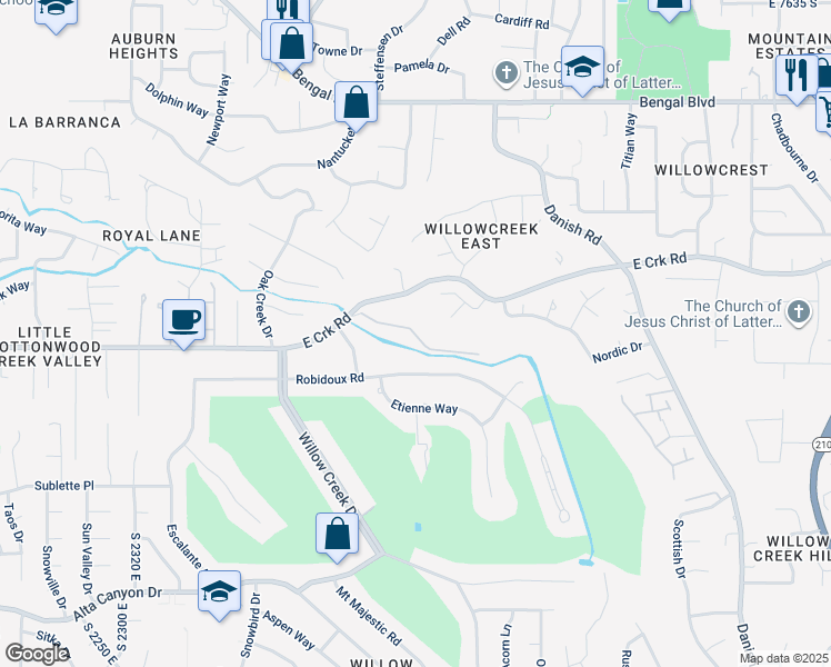 map of restaurants, bars, coffee shops, grocery stores, and more near Water Vista Way in Salt Lake County