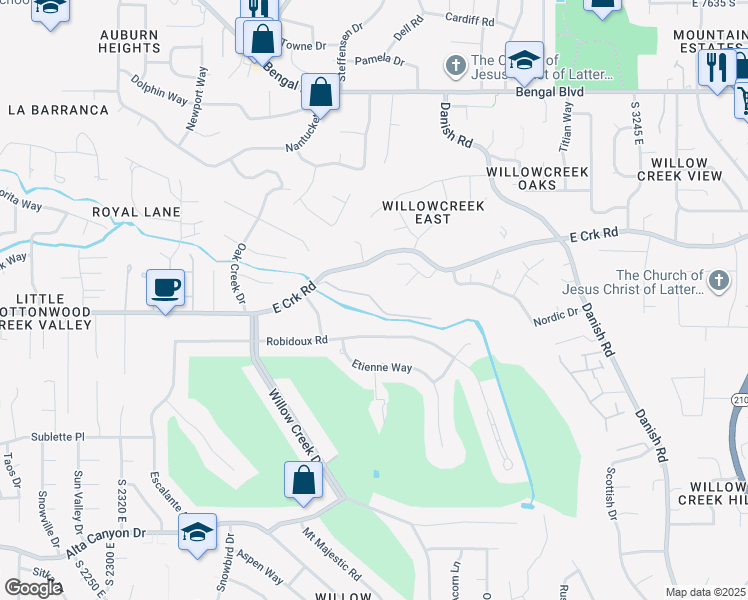 map of restaurants, bars, coffee shops, grocery stores, and more near Water Vista Way in Salt Lake County