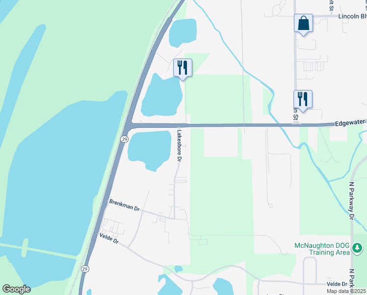 map of restaurants, bars, coffee shops, grocery stores, and more near 2414 Lakeshore Drive in Pekin