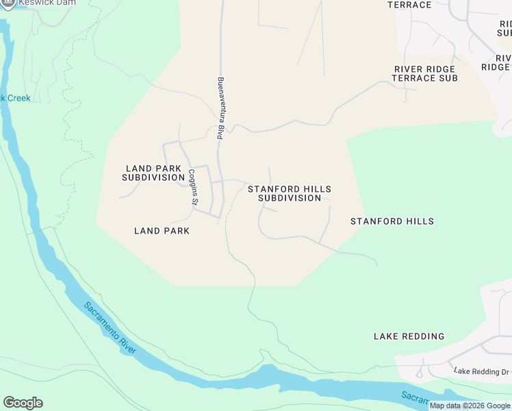 map of restaurants, bars, coffee shops, grocery stores, and more near Sutro Mine Rd in Redding