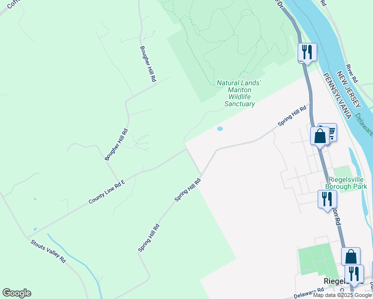 map of restaurants, bars, coffee shops, grocery stores, and more near 2881 County Line Road East in Easton