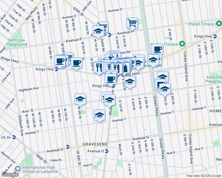 map of restaurants, bars, coffee shops, grocery stores, and more near 472 Kings Highway in Brooklyn