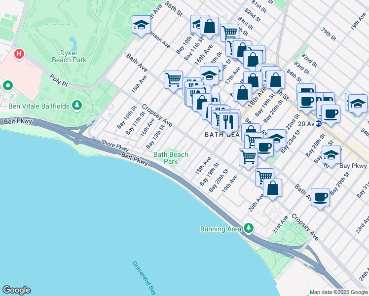 map of restaurants, bars, coffee shops, grocery stores, and more near in Brooklyn