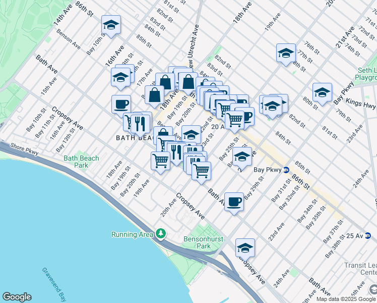 map of restaurants, bars, coffee shops, grocery stores, and more near in Brooklyn