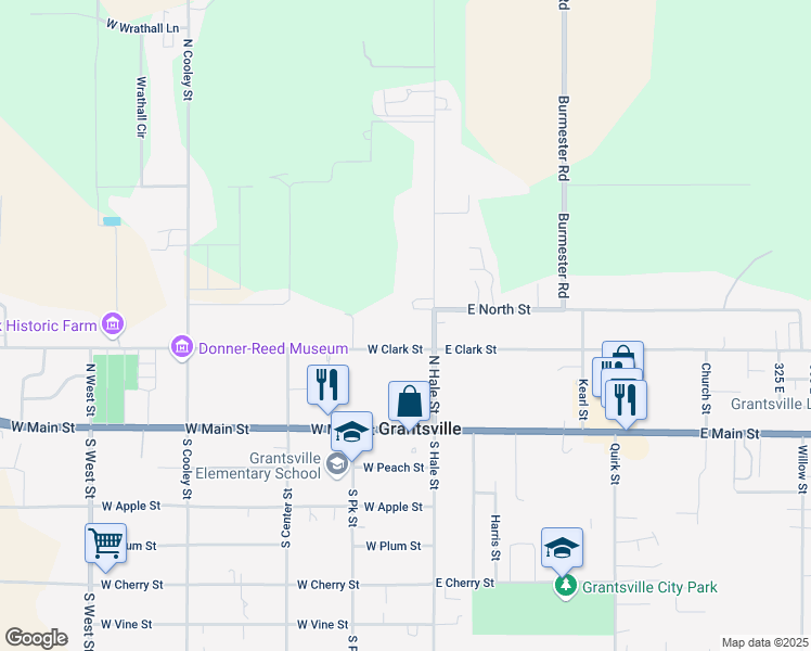 map of restaurants, bars, coffee shops, grocery stores, and more near 58 West Clark Street in Grantsville