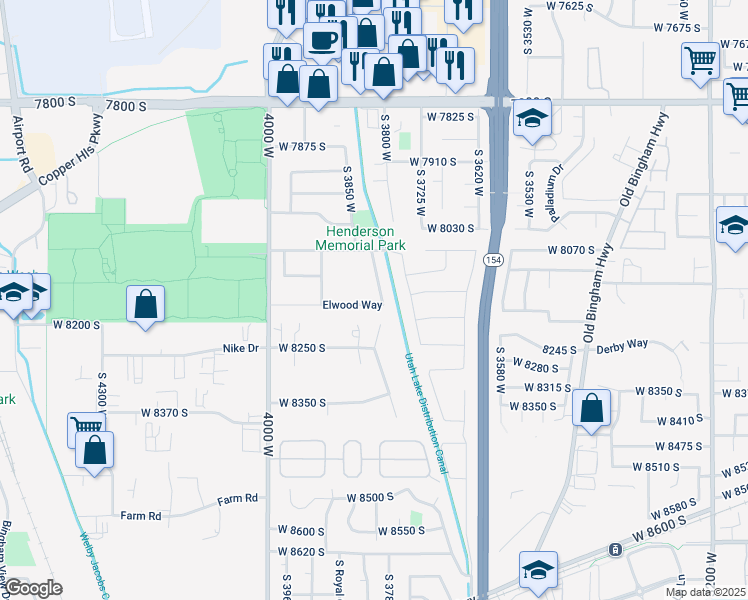 map of restaurants, bars, coffee shops, grocery stores, and more near 8137 South 3905 West in West Jordan