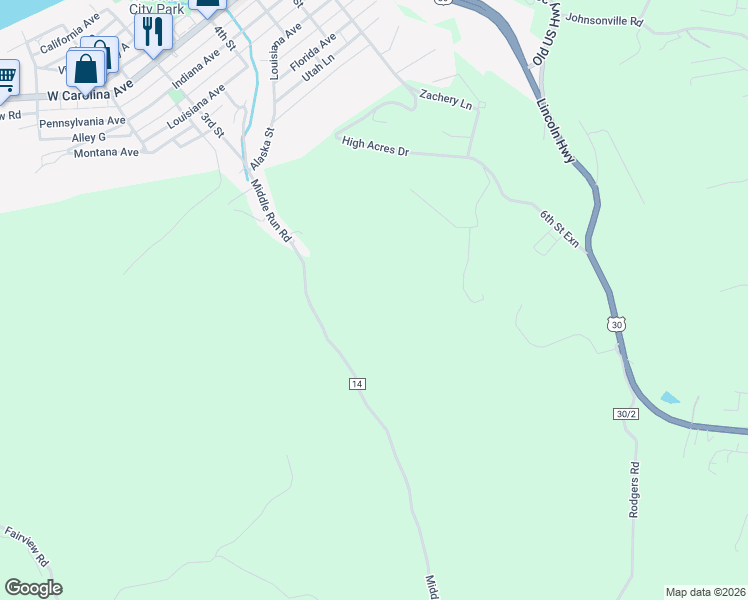 map of restaurants, bars, coffee shops, grocery stores, and more near 449 Middle Run Road in Chester