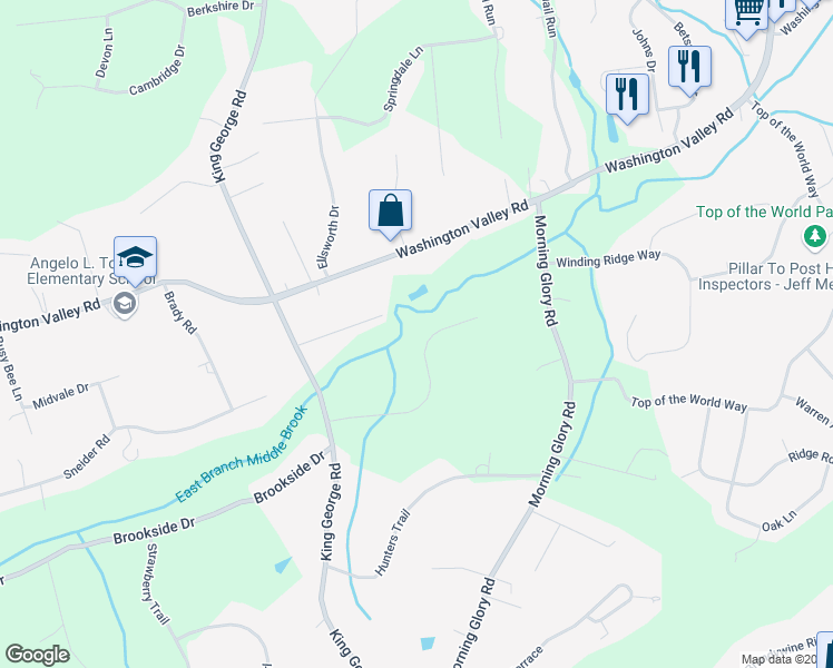 map of restaurants, bars, coffee shops, grocery stores, and more near 17 Mattben Drive in Warren