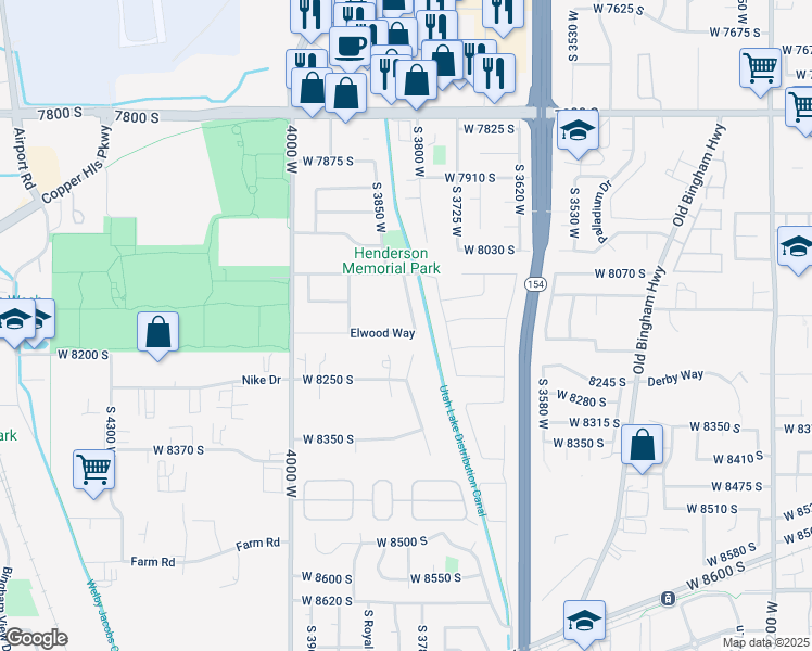 map of restaurants, bars, coffee shops, grocery stores, and more near 8137 South 3905 West in West Jordan