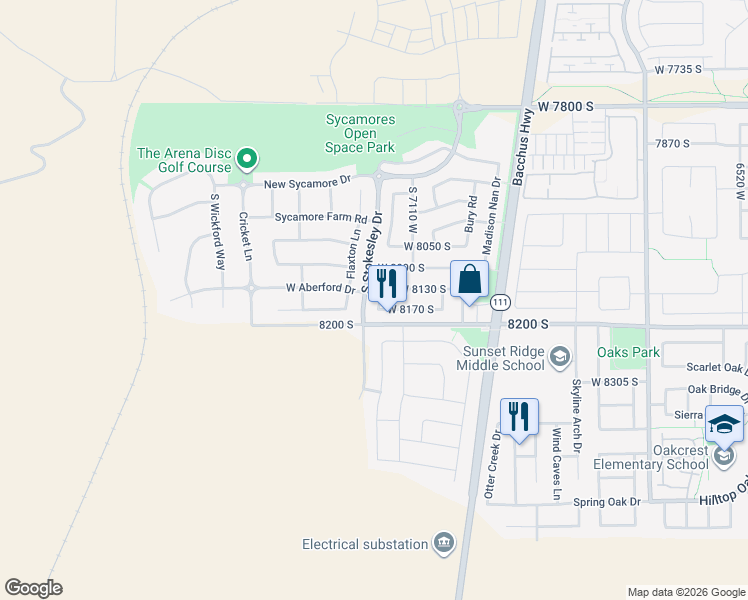 map of restaurants, bars, coffee shops, grocery stores, and more near 8128 South 7175 West in West Jordan