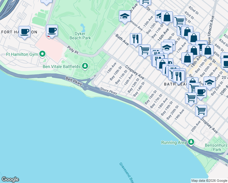 map of restaurants, bars, coffee shops, grocery stores, and more near 1587 Independence Avenue in Brooklyn