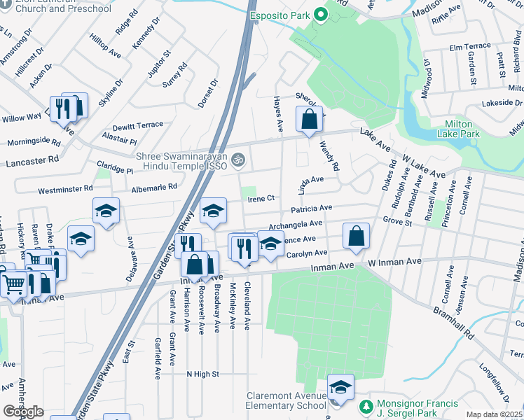 map of restaurants, bars, coffee shops, grocery stores, and more near 194 Patricia Avenue in Woodbridge Township