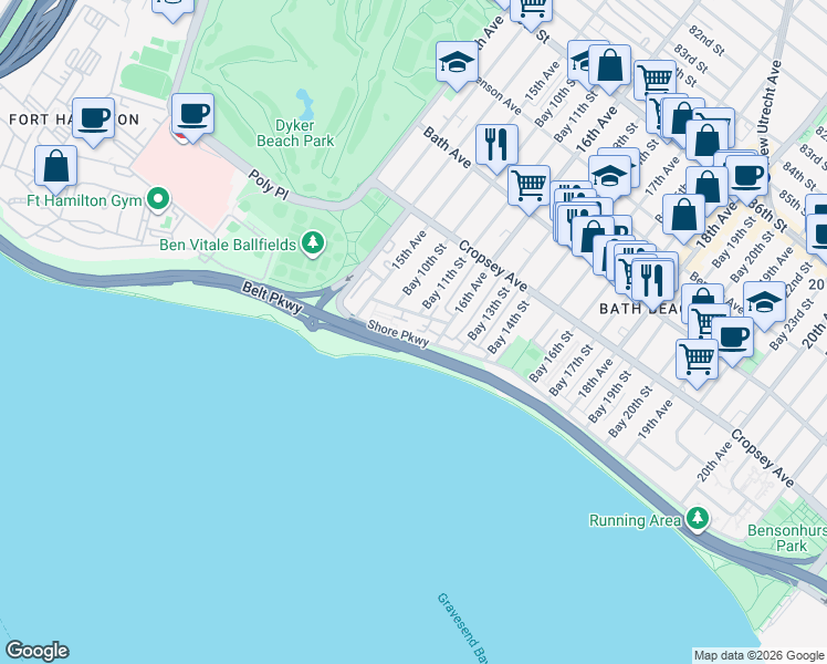 map of restaurants, bars, coffee shops, grocery stores, and more near 151171 Independence Avenue in Brooklyn