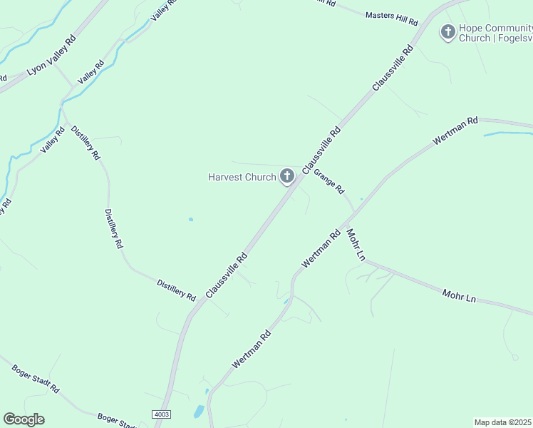 map of restaurants, bars, coffee shops, grocery stores, and more near 8543 Claussville Road in Fogelsville