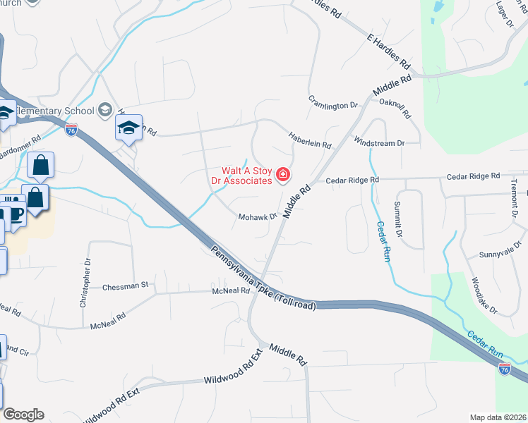 map of restaurants, bars, coffee shops, grocery stores, and more near 3156 Seneca Court in Gibsonia