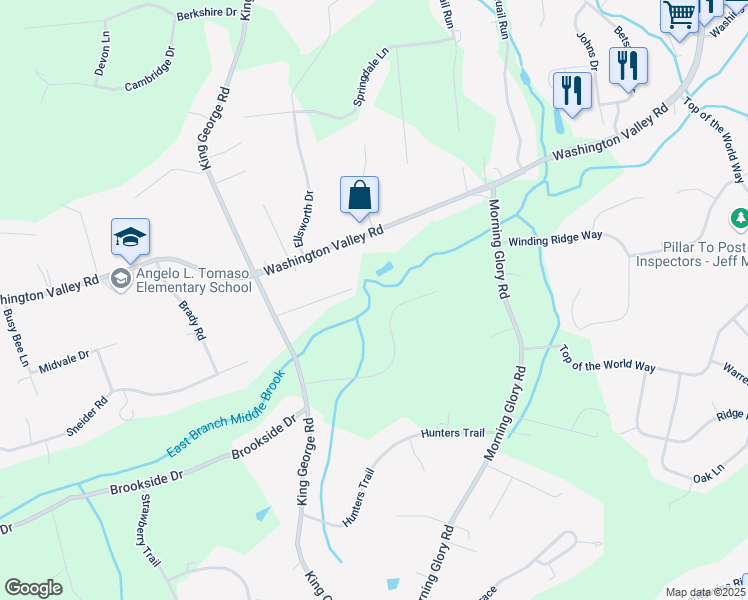 map of restaurants, bars, coffee shops, grocery stores, and more near 17 Mattben Drive in Warren