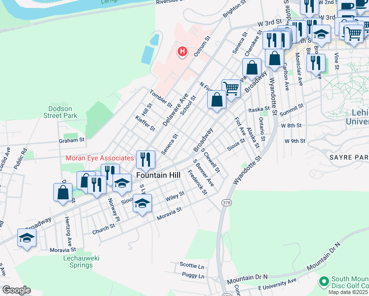 map of restaurants, bars, coffee shops, grocery stores, and more near 1013 Cherokee Street in Fountain Hill
