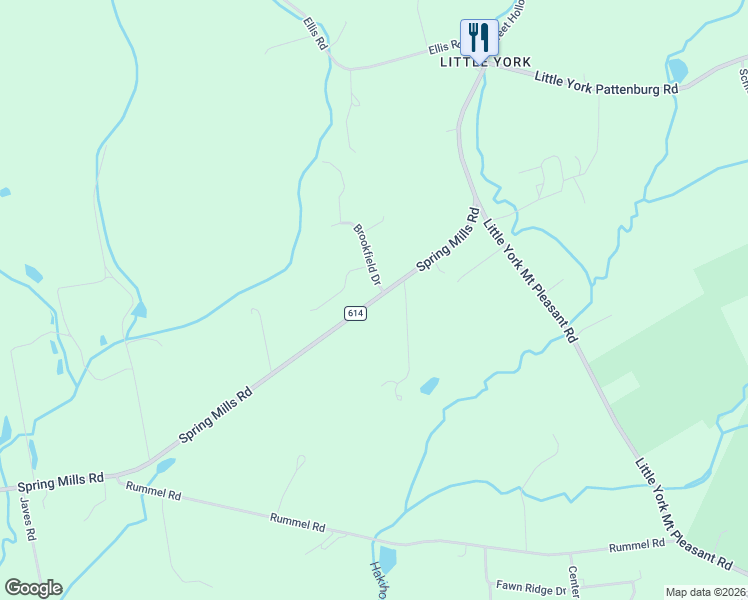 map of restaurants, bars, coffee shops, grocery stores, and more near 435 Spring Mills Road in Milford