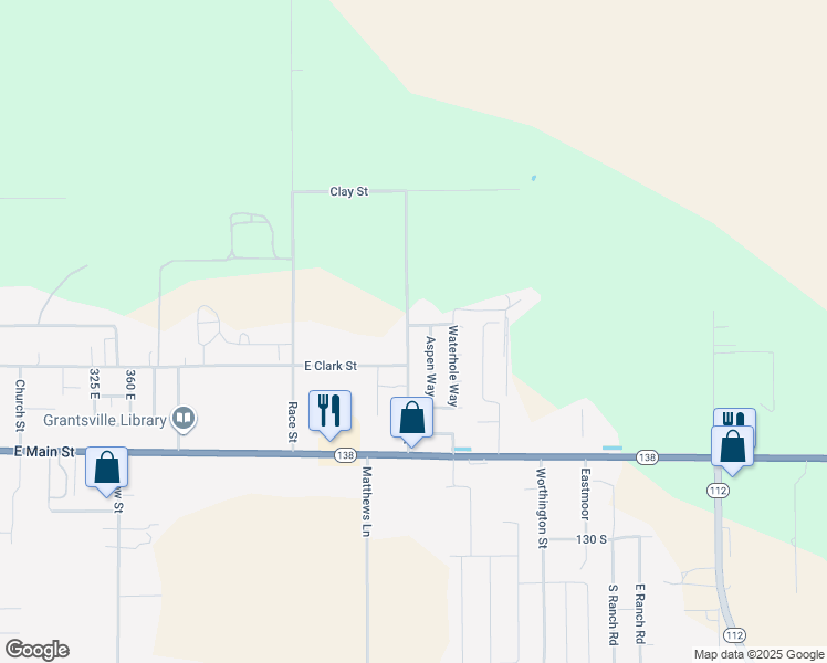 map of restaurants, bars, coffee shops, grocery stores, and more near 160 Booth Street in Grantsville