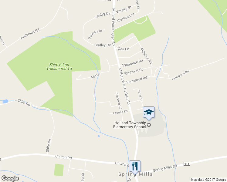 map of restaurants, bars, coffee shops, grocery stores, and more near 9 Fairview Rd in Milford