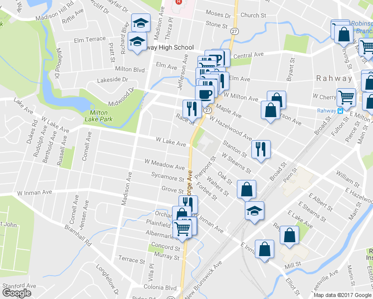 map of restaurants, bars, coffee shops, grocery stores, and more near 734 Saint Georges Avenue in Rahway