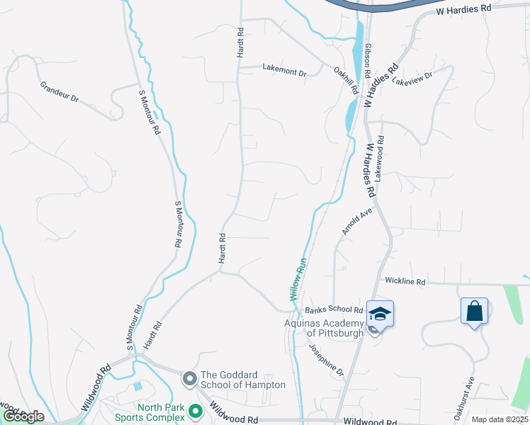 map of restaurants, bars, coffee shops, grocery stores, and more near 2418 Degenhardt Road in Gibsonia