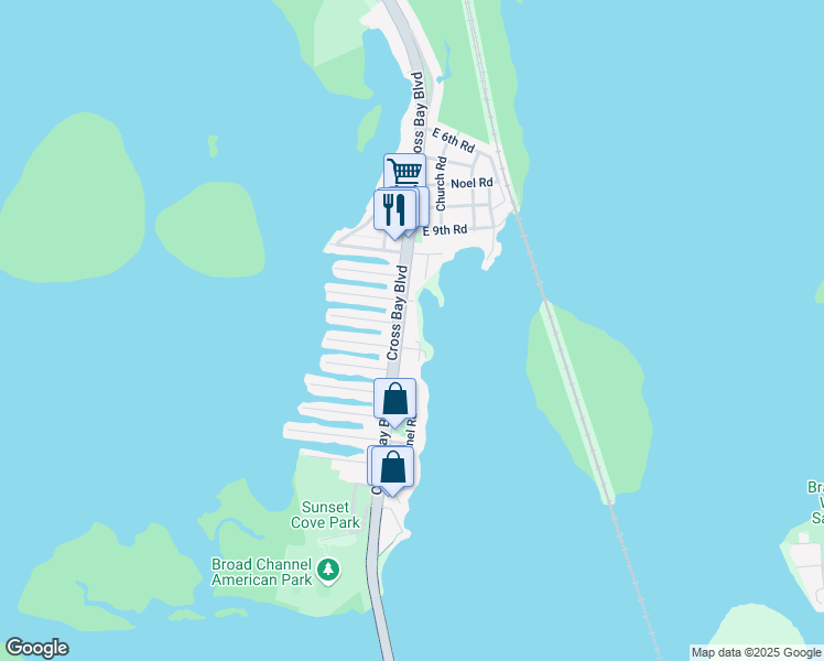 map of restaurants, bars, coffee shops, grocery stores, and more near 12-24 Cross Bay Blvd in Queens