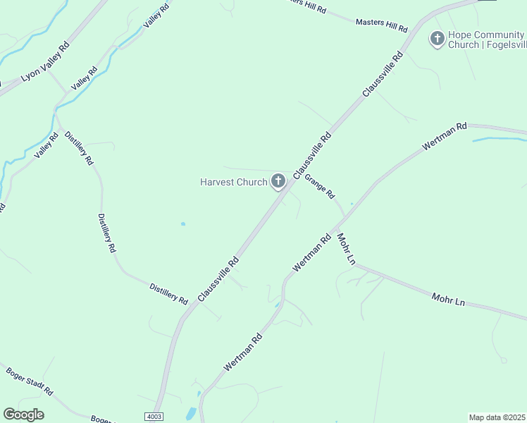 map of restaurants, bars, coffee shops, grocery stores, and more near 8543 Claussville Road in Fogelsville